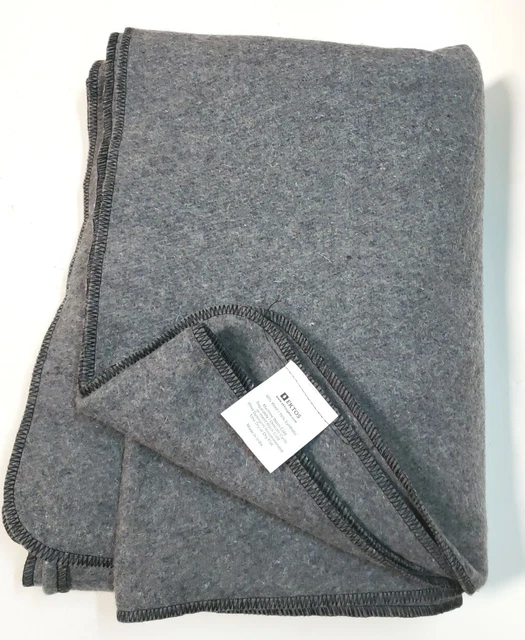 Wool Blanket Solid Gray (66" x 90") 90% Wool EKTOS