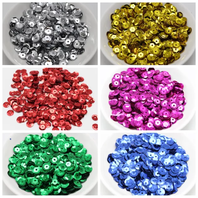 5000 CUP Round loose sequins Paillettes 6mm sewing Wedding craft Colour Choice