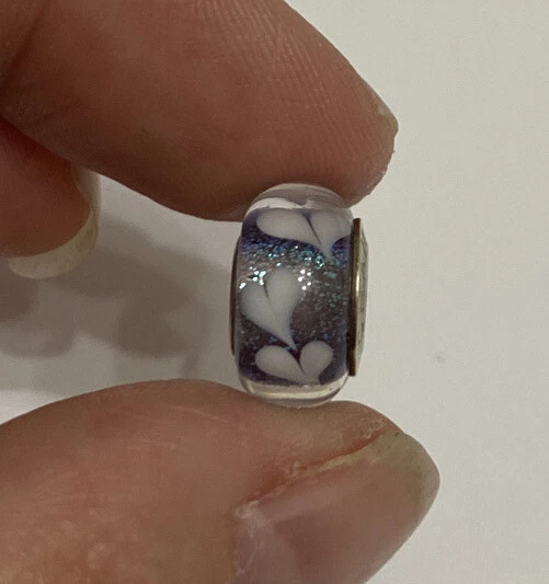 Purple With White Hearts Chamilia Bead