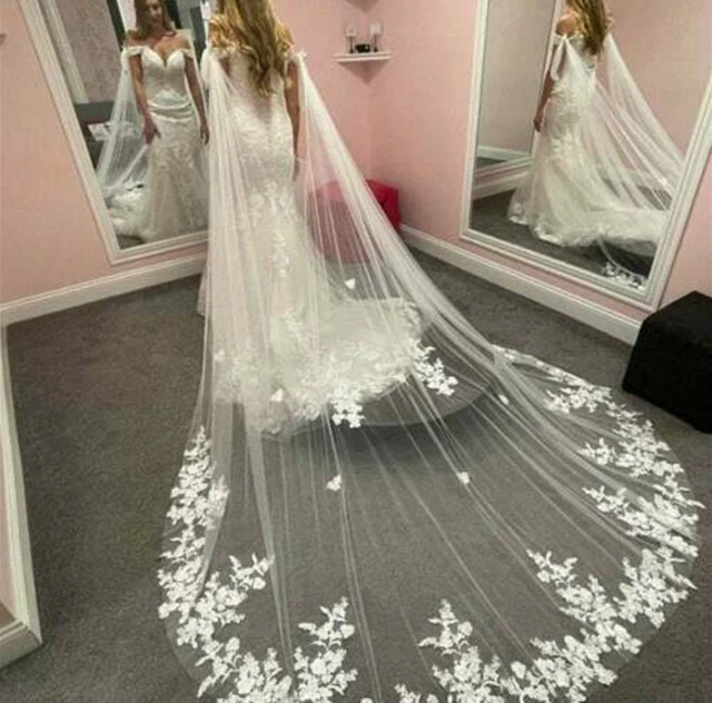 White Ivory Wedding Veil Wedding Cape Bridal Jacket Cloak Long Exquisite 300CM