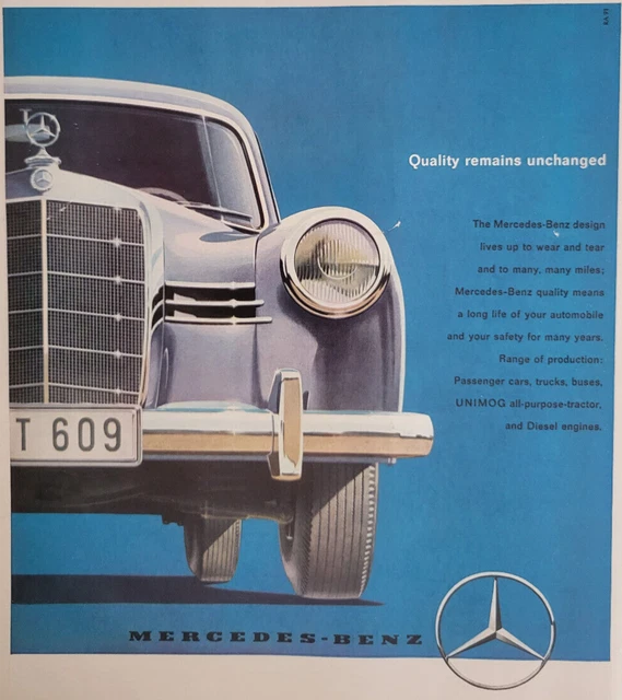 Mercedes-Benz Automobile "Only Water Needed" Print Ad Original 1959 ILN ~9.5x14"