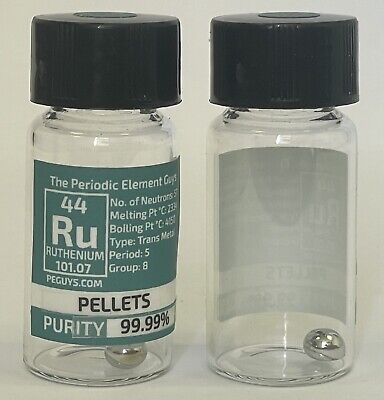 Rutenio Metal Pellet / Cuenta 99.99% 1 Gram En Labeled Periódicos Element