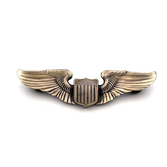 Insigne Ailes Pilote US Air Force WWII - Métal Argenté - 7.8x1.8cm - Pin's Collection Ou Cadeau