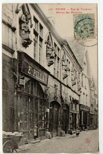 REIMS - Marne - CPA 51 - Théme Commerce - la Droguerie Pilla rue de Tambour