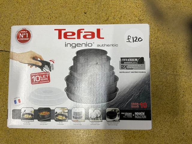 Juego de utensilios de cocina y sartén de inducción auténticos Tefal Ingenio L6719552 10 piezas, Da