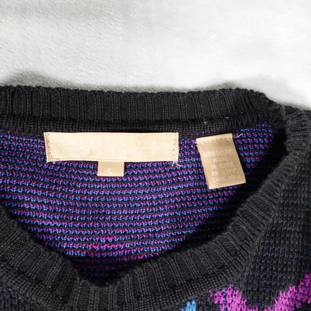 VINTAGE PERRY ELLIS Portfolio Geometric Sweater Mens L Slim Fit Hipster ...