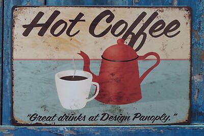 Hot Coffee Vintage Style Poster Retro Metal Tin Signs Art Wall Plaque Plate