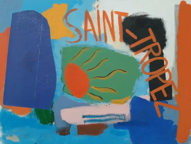 COULEURS de St Tropez  Peinture  Abstraite sur toile- projet d'affiche..