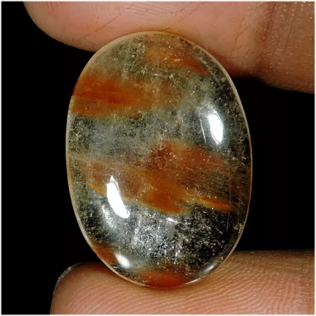 22.10Cts Elegant Red Copper Needles Rutile Quartz Oval Cabochon Gemstone