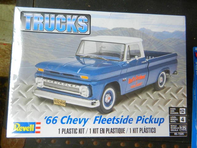 REVELL 1966 CHEVY FLEETSIDE PICKUP TRUCK. 1:25th SCALE PLASTIC MODEL IN ...