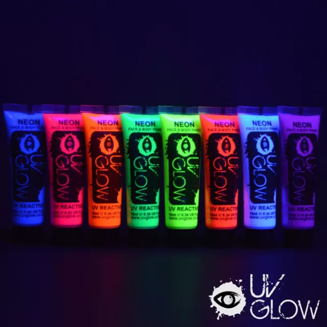 UV Glow Neon Face & Body Paint - 10ml Choose your colour -  Super Bright Glow