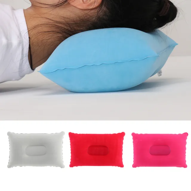 Travel Home Flocking Cushion Square Inflatable Air Pillow Hiking Camping Rest