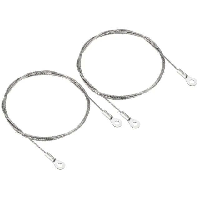 2Pcs 1.5mmx1m Steel Security Cable 4mm ID Eyelets Ended Safety Wire Rope