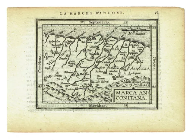 ANCONA MARCHE ORTELIUS 1601 Carta Geografica Originale - Mappa Antica - Italia 2