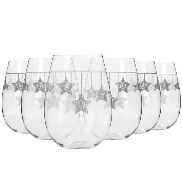 Krosno Star Bicchieri da Vino Acqua Succo con stella argento | Set 6 | 500 ml