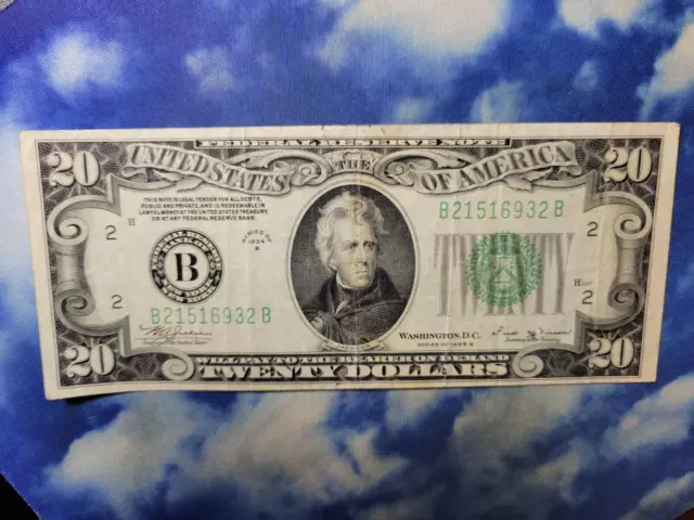 1-1934D United States $20 Federal Reserve Note Circulated Beauty !
