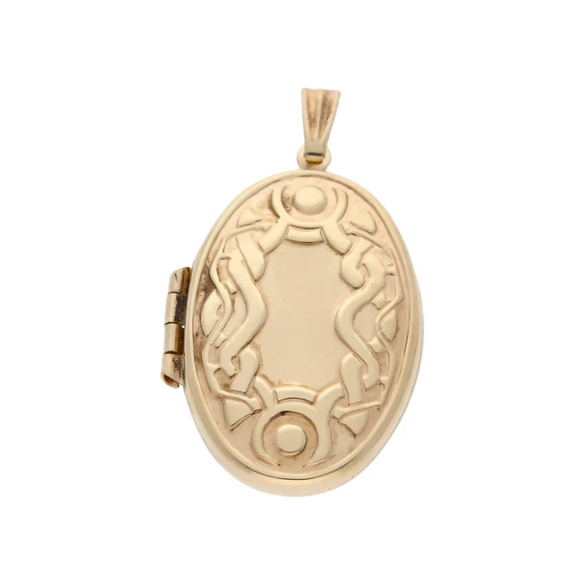 Pre-Owned 9ct Yellow Gold Oval Celtic Locket Pendant  9ct gold For Her