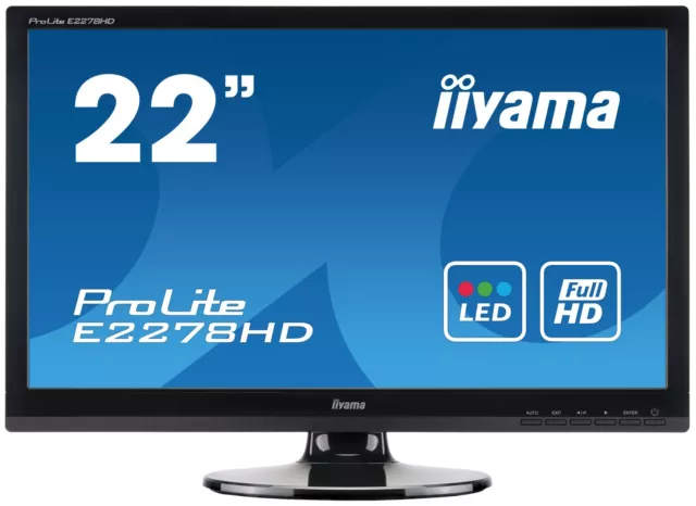 Ecran PC Moniteur LED IIYAMA ProLite E2278HSD, 22", DVI / VGA, 7