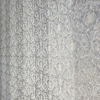 Wallpaper striped Victorian damask white gray silver metallic stripes Textured