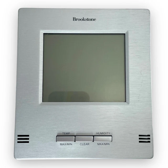 BROOKSTONE INDOOR OUTDOOR Thermometer Hygrometer Screen Only Silver £16