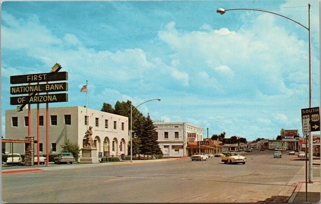 Vintage SPRINGERVILLE, Arizona Postcard Downtown Street Scene 1950s Cars /Unused