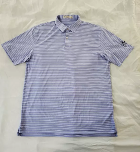 Peter Millar Featherweight Melange Stripe Polo Mens L Golf UPF 50 MS22EK92S Blue 2