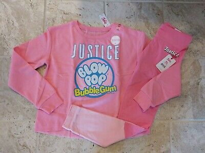 NWT Justice Girls Outfit Blow Pop Candy Sweatshirt /Leggings Size 16 18