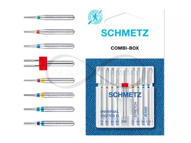 9x SCHMETZ Base Double Machine à Coudre Aiguilles Assortiment pour Bernina,