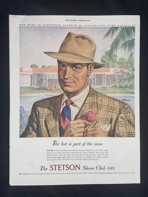 Magazine Ad* - 1948 - Stetson Hats - Shore Club - Bob Hope