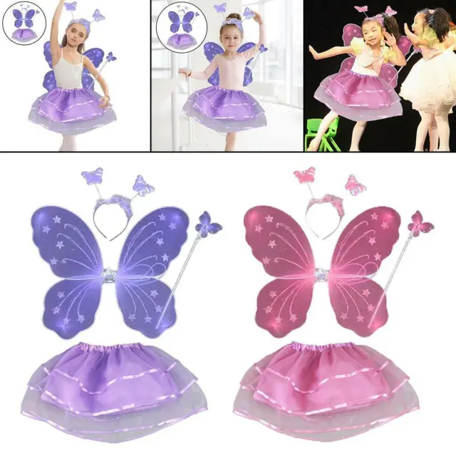 Fairy Princess Costume Set Tutu Skirt Butterfly wing Party Favor Girls Kids