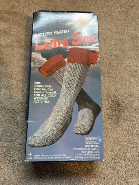 lectra sox battery heated wool socks sz 10-11 mens