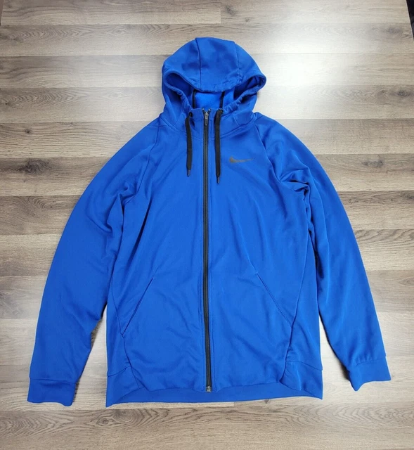 Nike Jacket Size Medium Blue Men's Full Zip Hooded Fleece Casual Adult DRI FIT