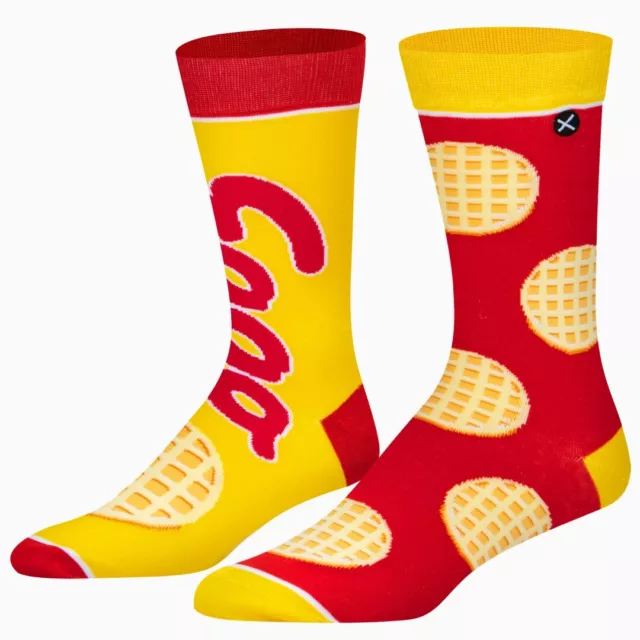 Odd Sox, Funny Crew Socks, Eggo Waffles, Adult Large 8-12