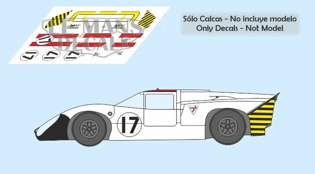 Décalcomanies 1:43 Pour LOLA T70 #2 - Course SPA 1000 KMS 1967 - Pilotes Hawkins/Epstein