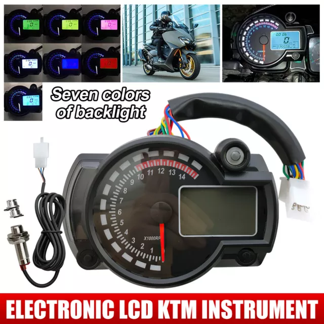 Universal Motorcycle Digital Speedometer Motorbike Tachometer Odometer Gauge UK