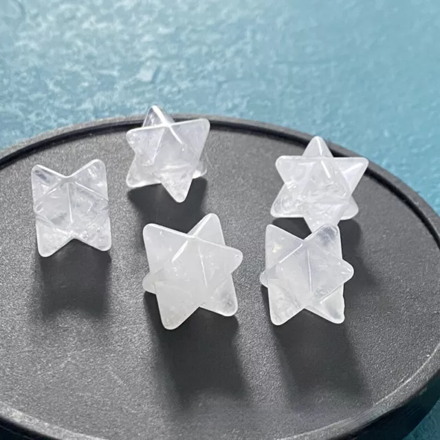 20pcs Natural White Crystal Stone Merkaba Star Healing Reiki Adventurine Decor