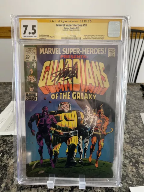 Marvel Super-Heroes #18  7.5 Signed by 🔥 STAN LEE 🔥 1st Appearance Guardians