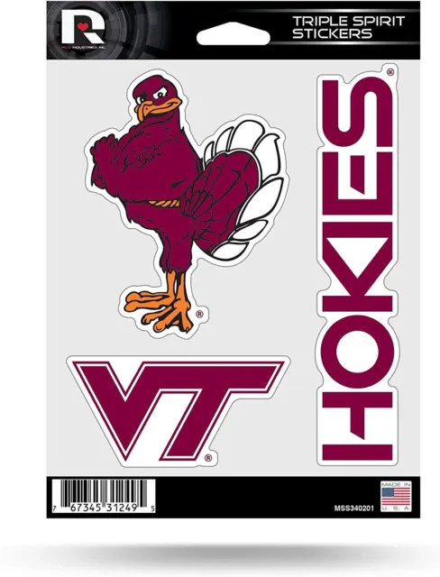 Virginia Tech Hokies 3 Piece Decal Sheet Triple Sticker