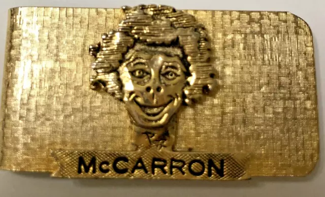 1960's Chris McCarron Gold Tone Money Clip - 2" Santa Anita Jockey