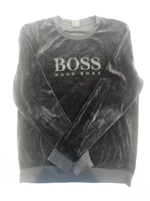 HUGO BOSS VELOUR Tracksuit Top Jumper Size S Black 40.00 PicClick UK