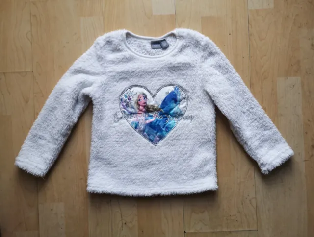 Girls Elsa/Frozen 2 Glittery Fluffy Fleece Sweatshirt Age 5-6 Years