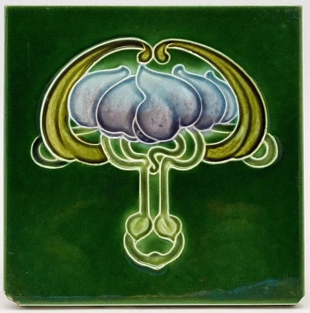 Antique Fireplace Tile Moulded Art Nouveau Majolica  By John Barratt C1907 Ae7