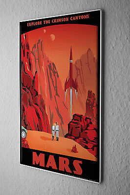Retro Tin Sign Wall Decor Space Crimson Canyons of Mars Metal Plate