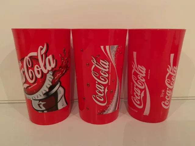 Coca Cola Becher 0,3l - Hartplastik, Retro-Sammelbecher - 3er Set