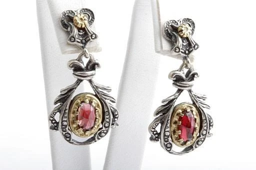 Tracht Ohrringe 835 Silber Granatschmuck Antik Länge 3cm -