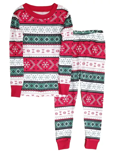 Carters Infant Boy Red & White Stripe Snowflake Christmas Holiday Pajama 2T