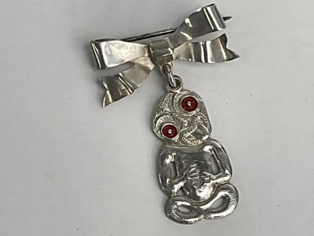 An Unusual Vintage Silver Pendant and Bow Brooch Marked at the Back, c.1980’s