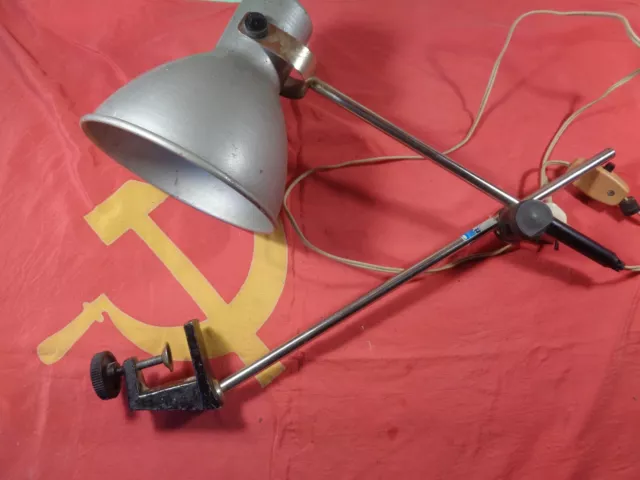 B38 Vintage Silver Sliding Arm Desk Lamp CCCP Russian Soviet USSR