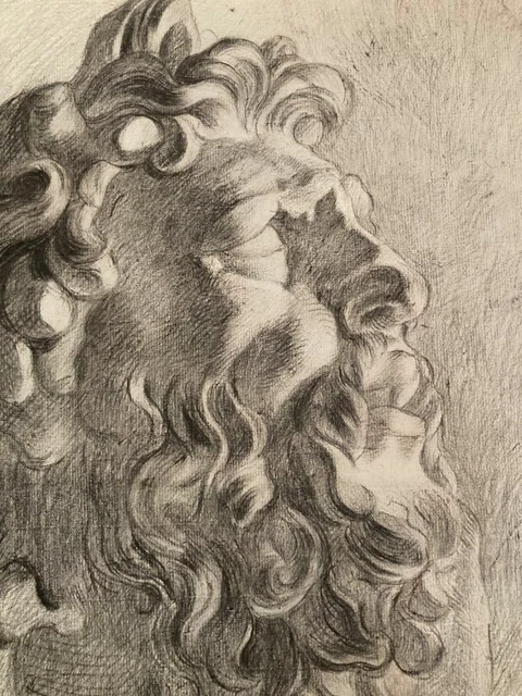 Dessiner l’Antique DESSIN - ÉTUDE de tête d'après l'antique XIXe siècle 19th century