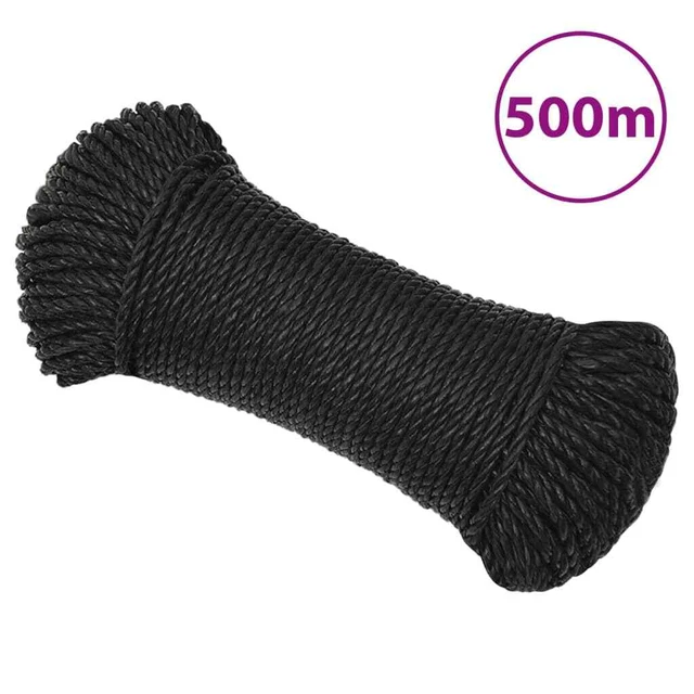 Vidaxl Corda da Lavoro Nera 8 mm 500 m in Polipropilene